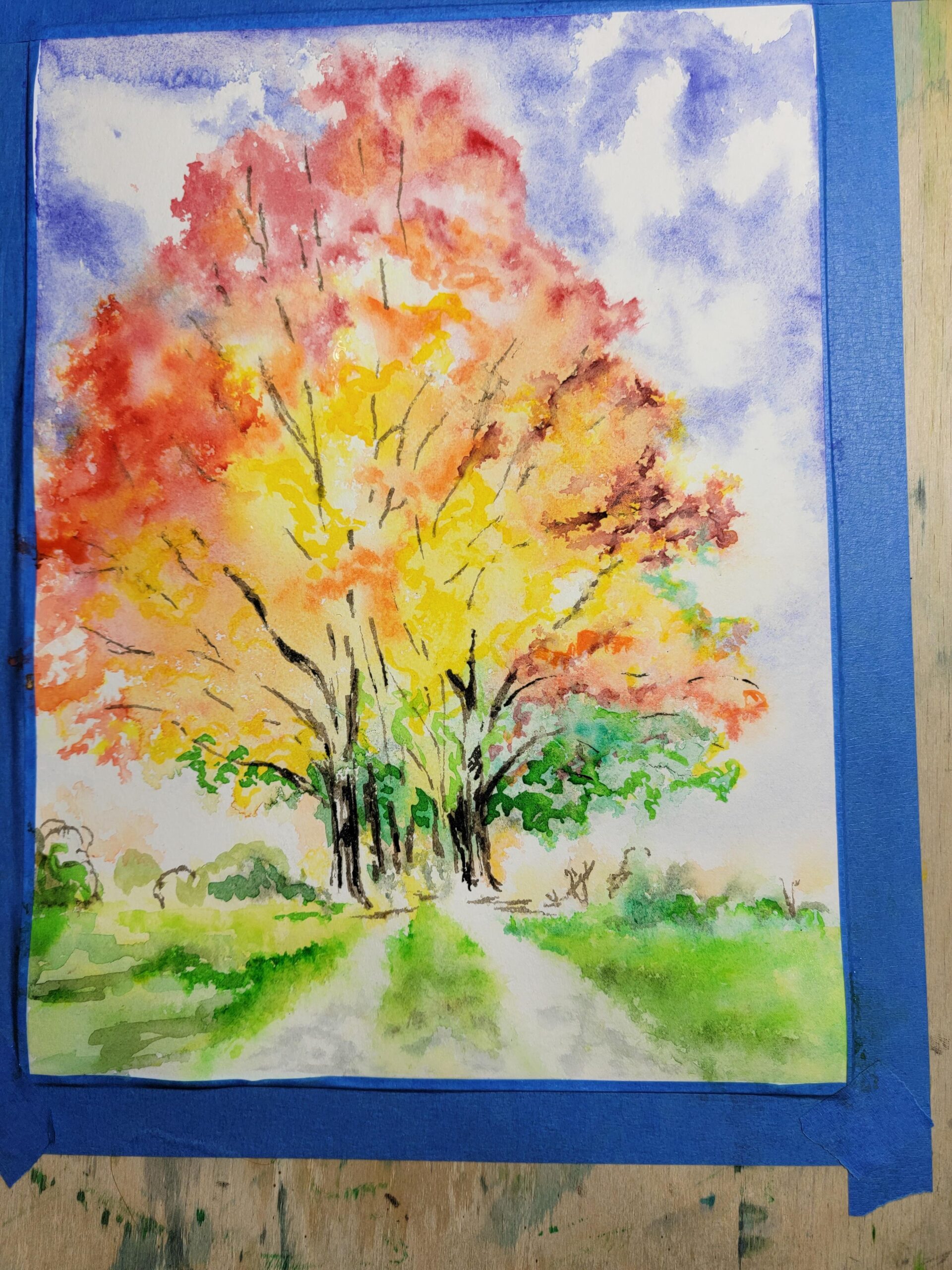 Autumn tree. Now not pretty completed, but I am utilizing what I realized from the day gone by’s experiment.