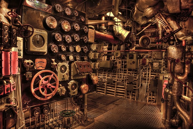 battleship, engine room, historic