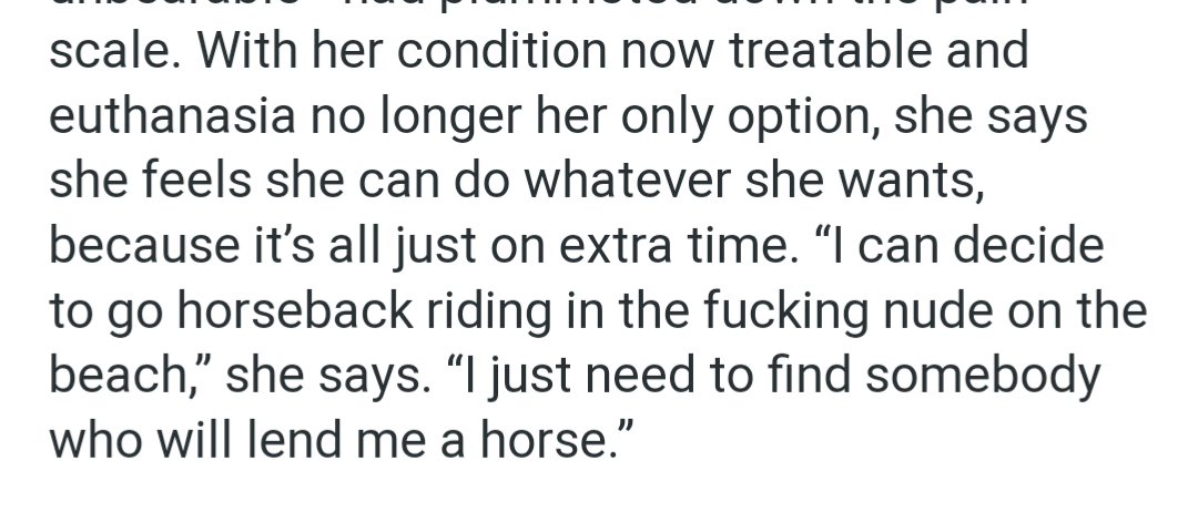 Catch this lady a horse!