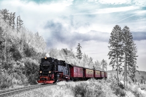 train, transportation, winter