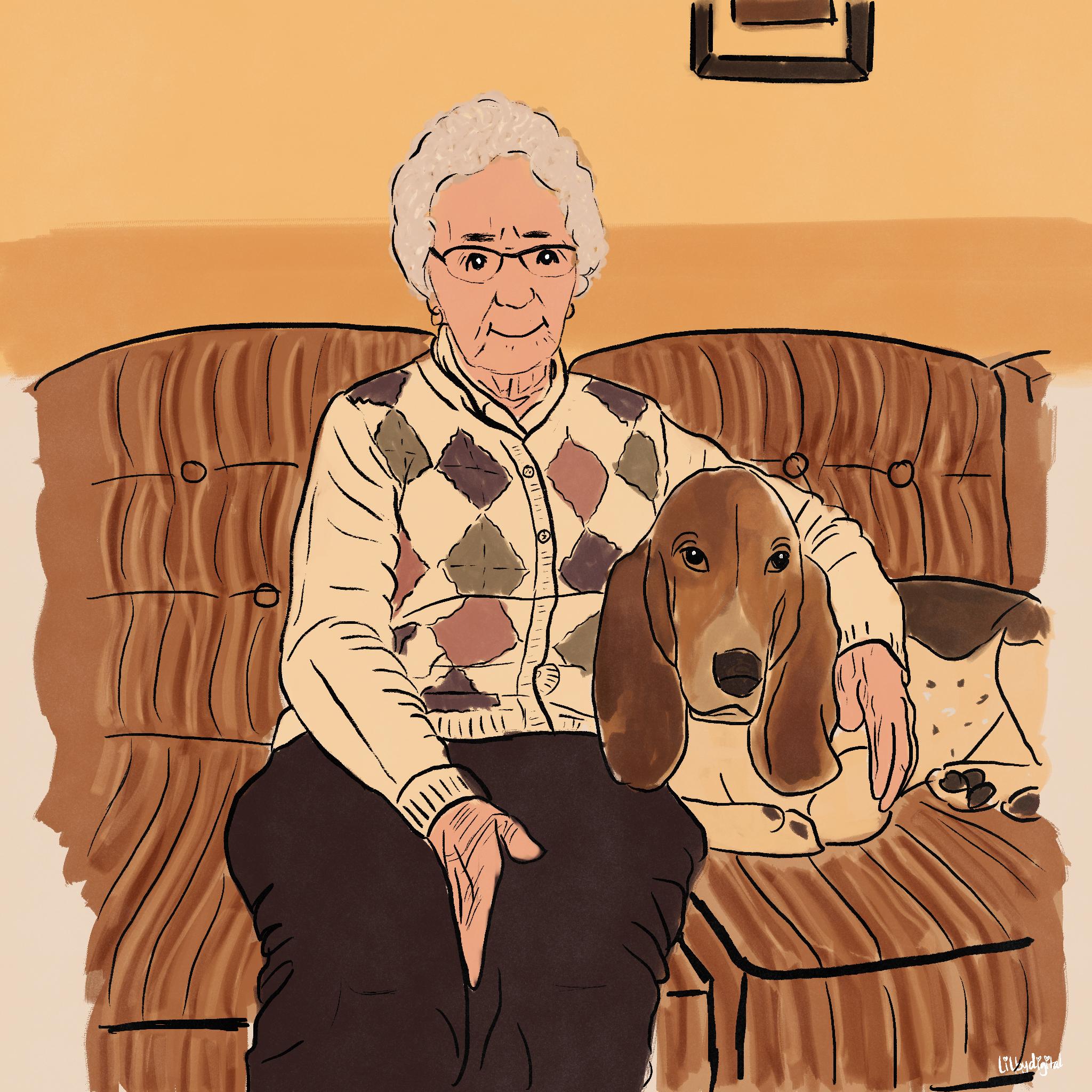 Sweet grandma and her dog.