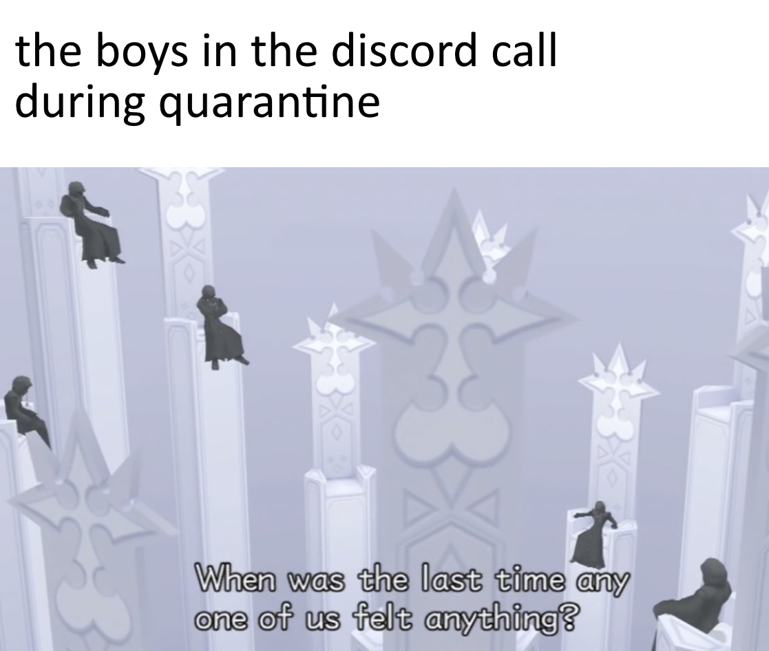 The boys in the Discord call at some level of quarantine