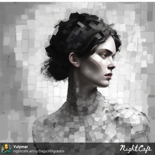 Sunless and white mosaic girl style quantum like metaverso