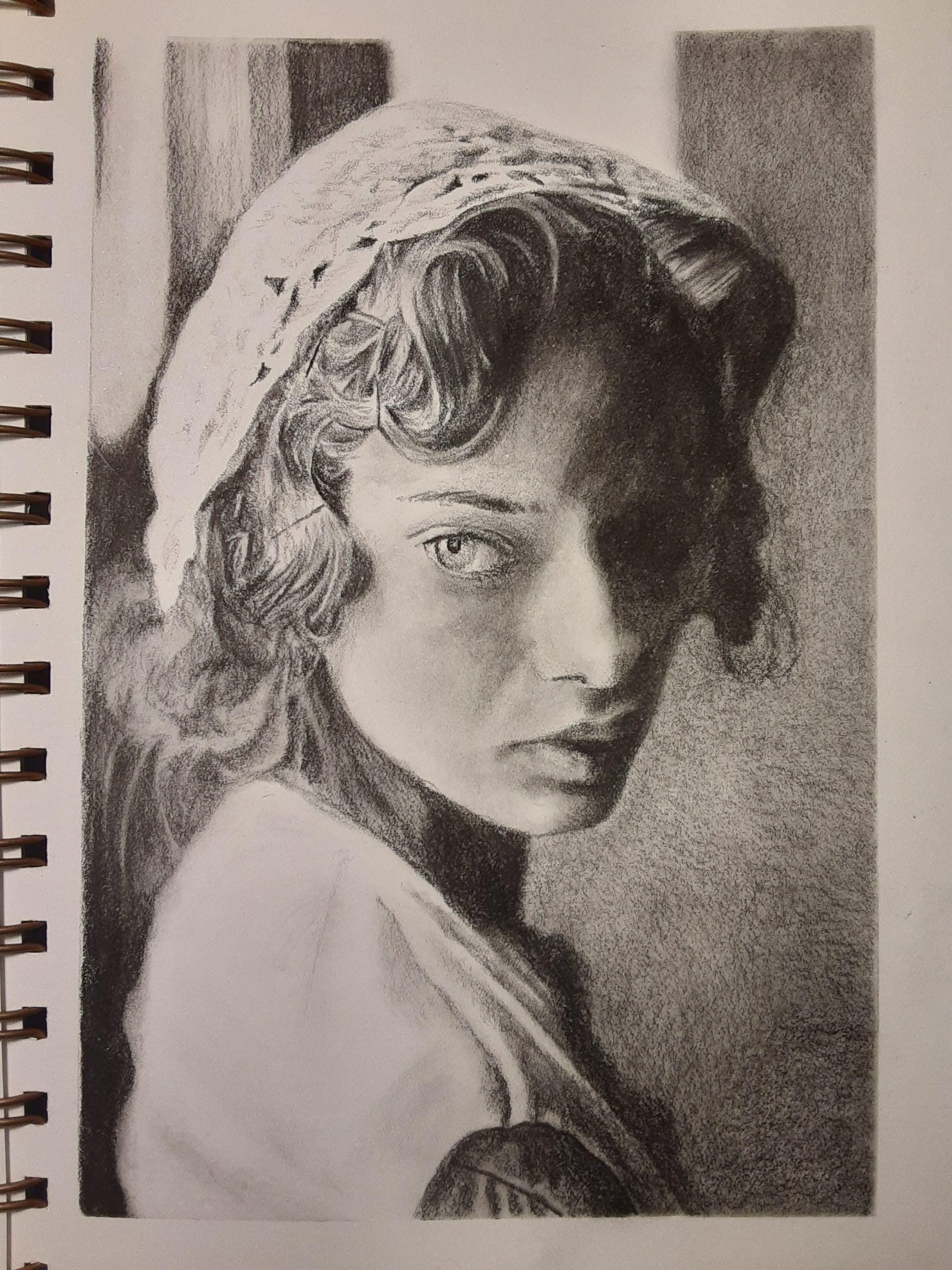 Charcoal sketch of a lady
