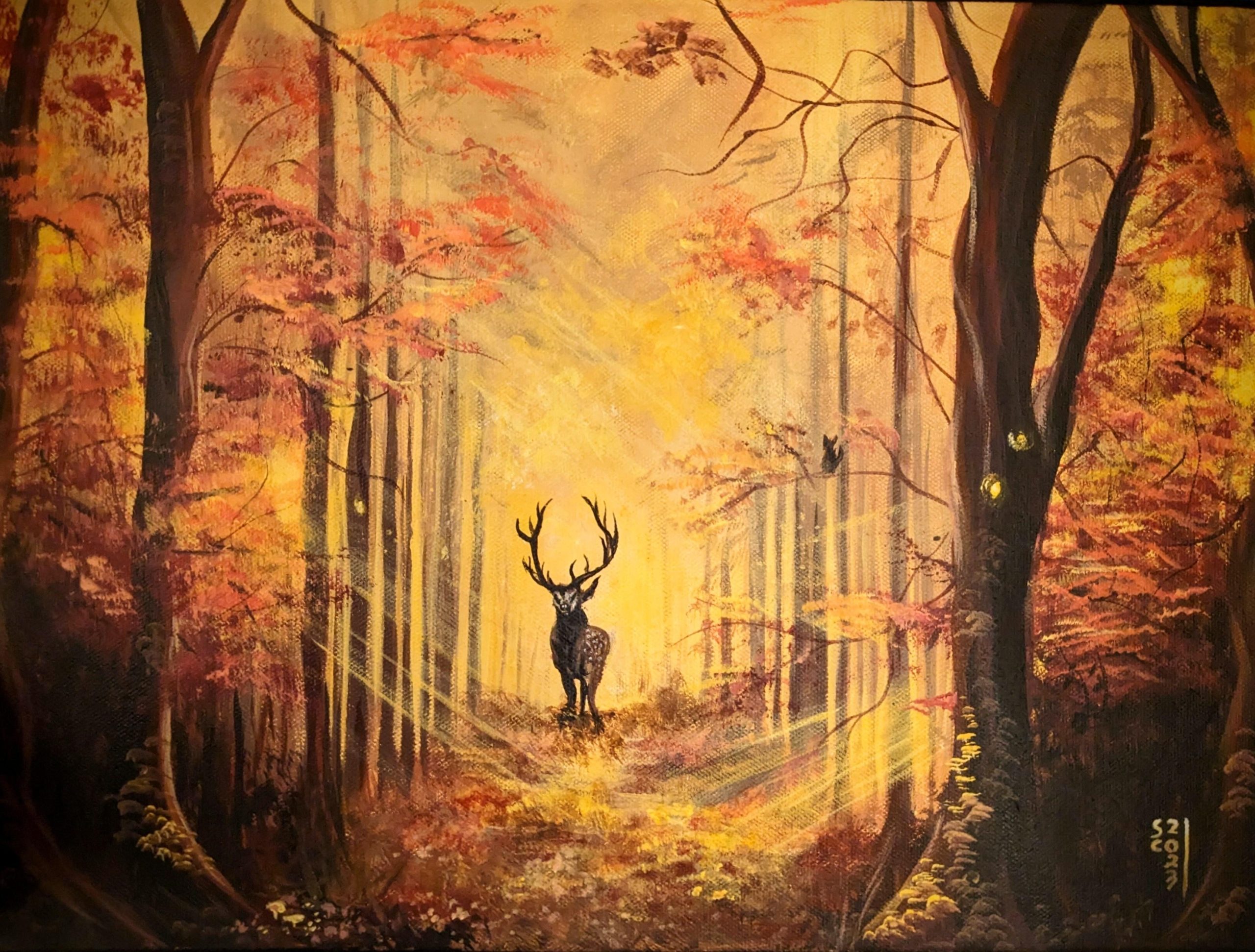 Autumn Bark, by me, acrylic on canvas, 2023