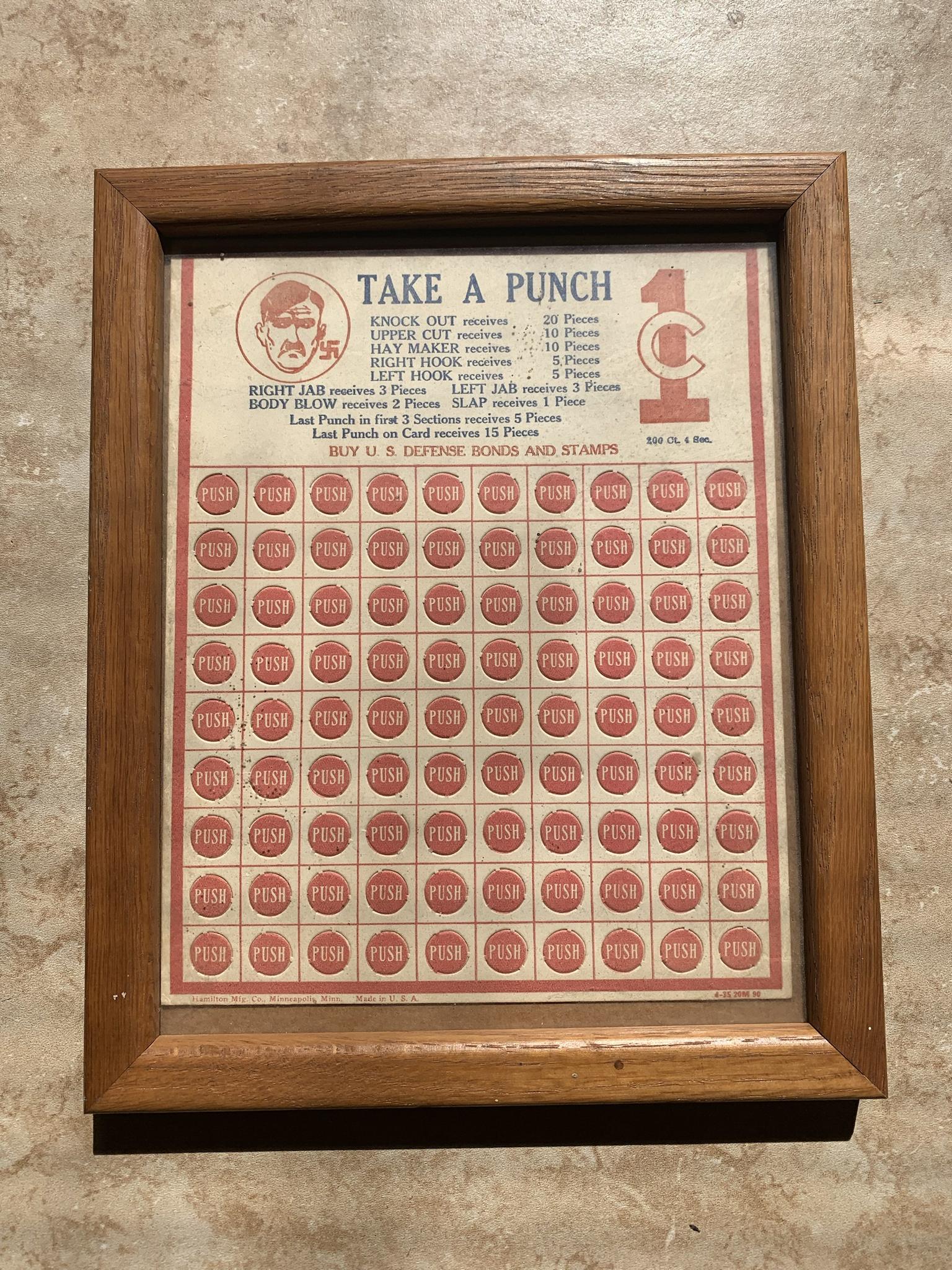 WW2 Generation “Choose a Punch at Hitler” US Protection Bonds Punch Board Game.