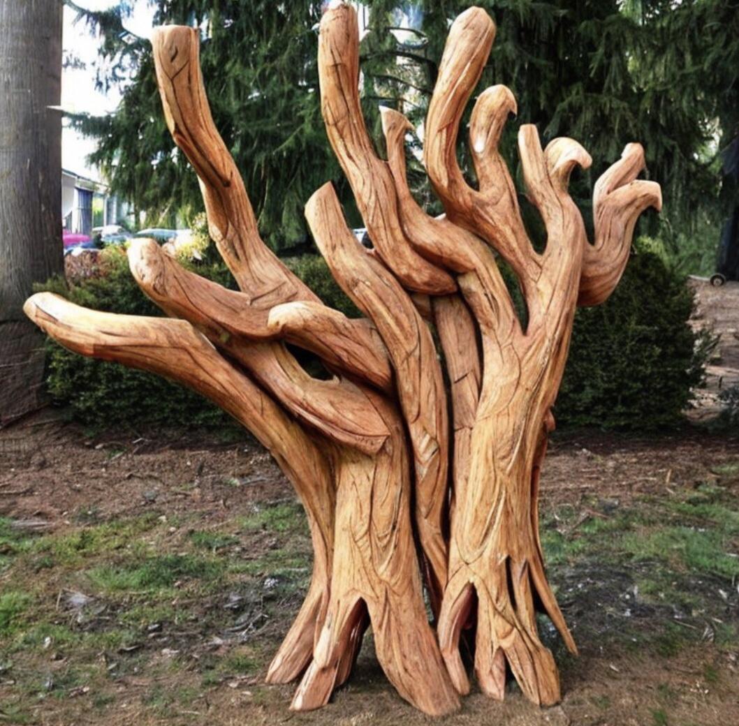 Sculptures fabricated from tree stumps