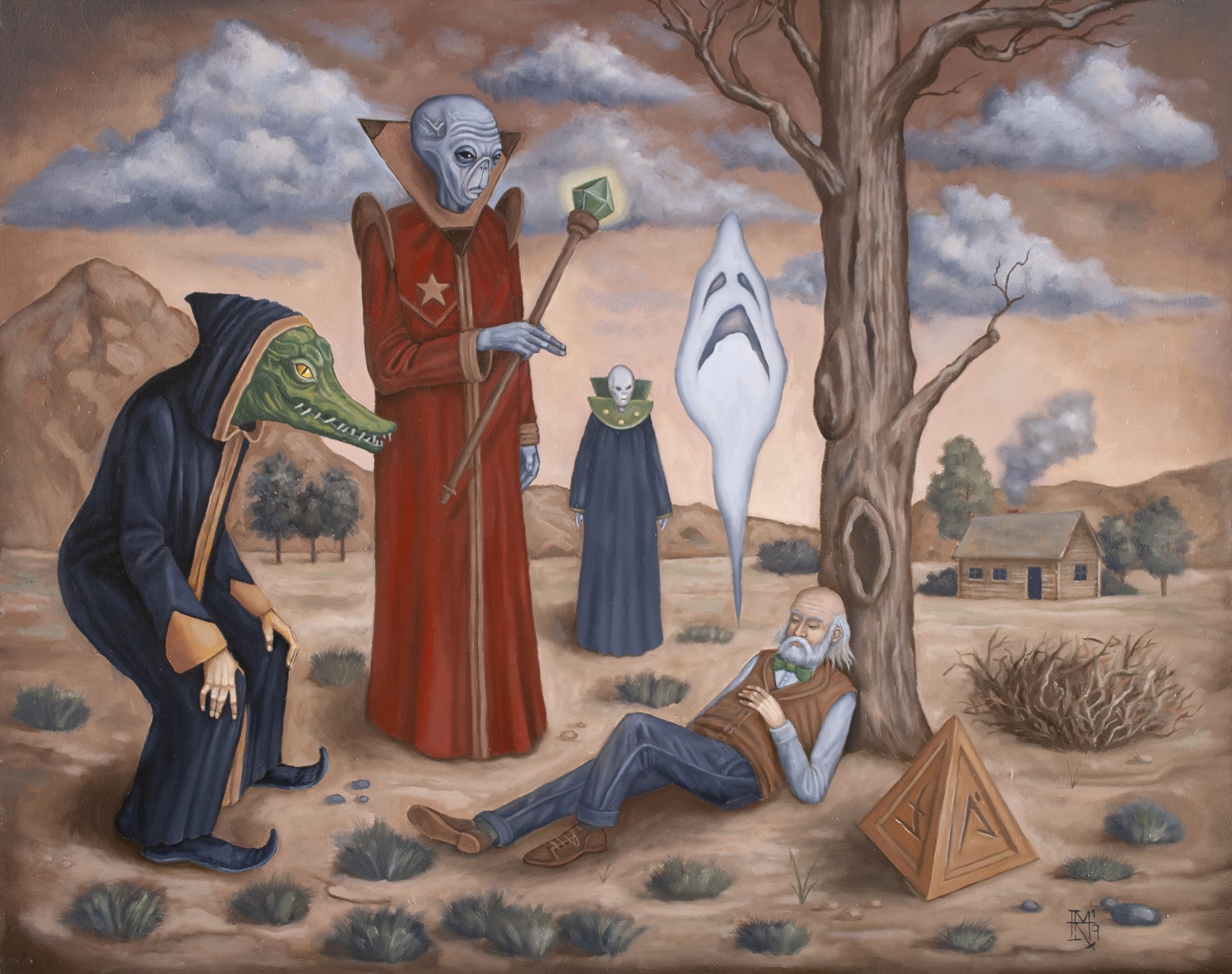 “Loss of life Priests” 20×16 Oil on Panel 2019 Impress Rogers