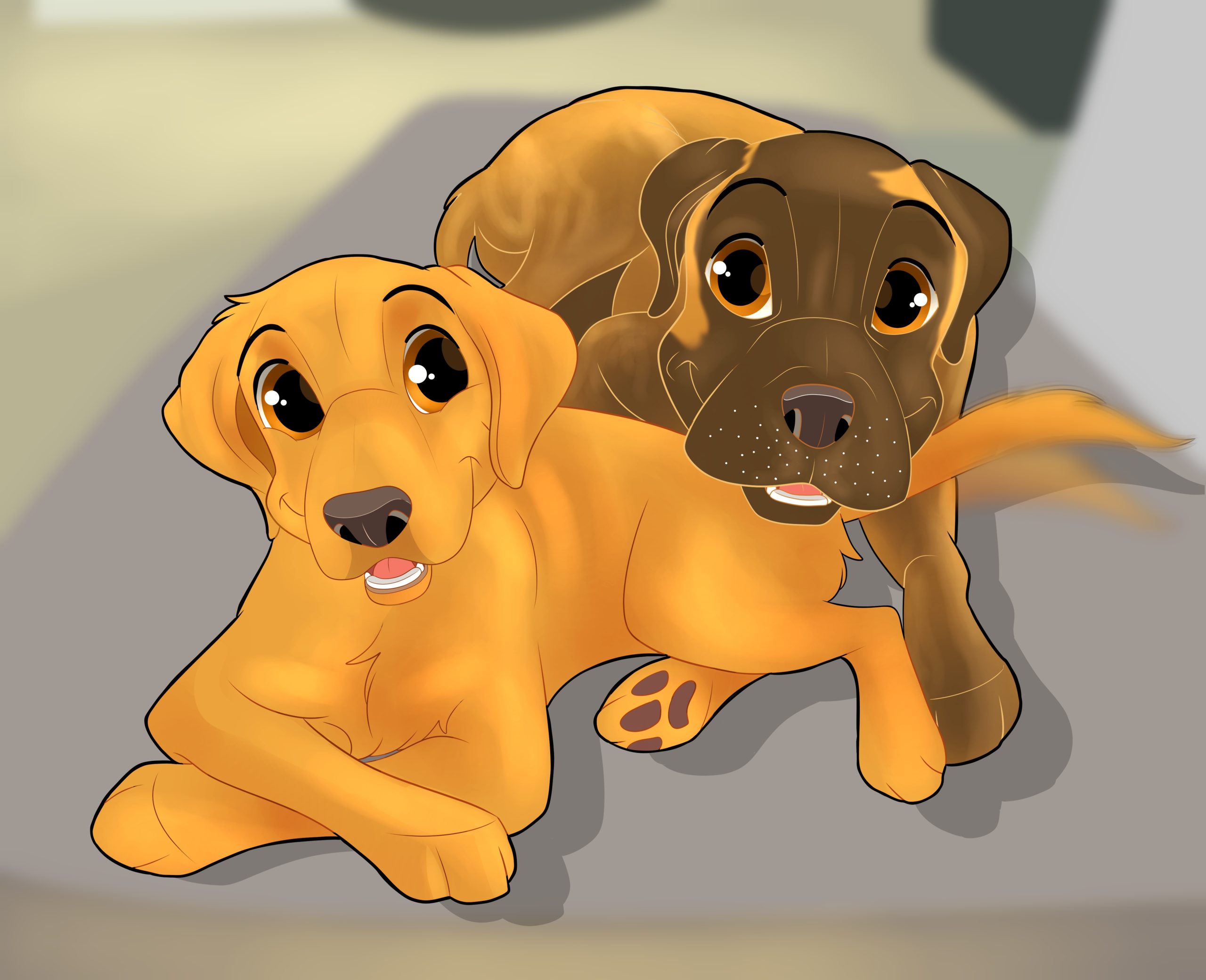 Accomplished commissioned Drawing portait for these two pretty doggos :)