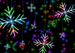 snowflakes, lights, background