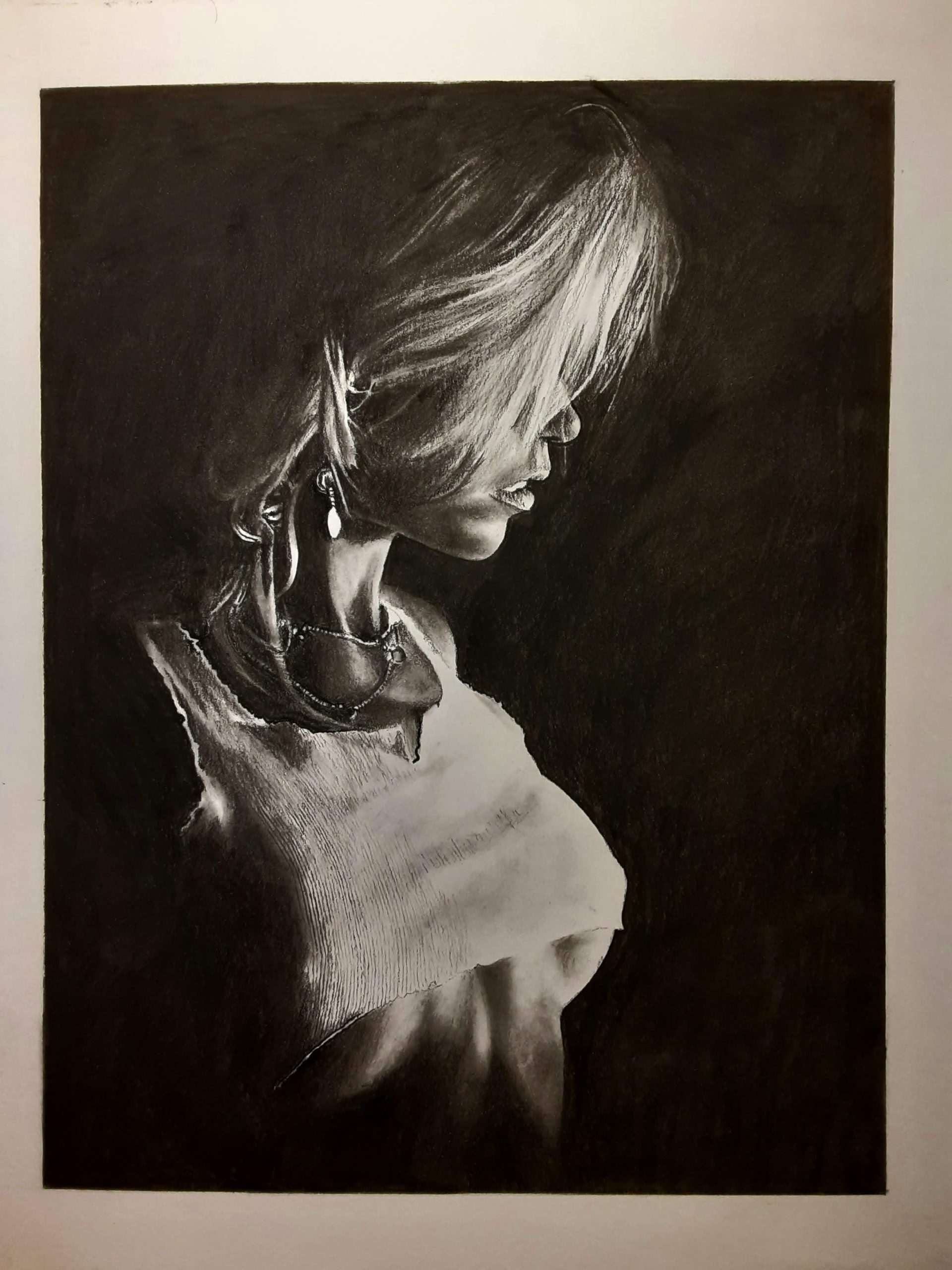 Charcoal of a girl  20 x 25 cm