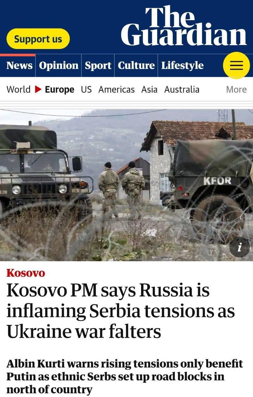 Russia is inflaming Serbia tensions, per Kosovo PM