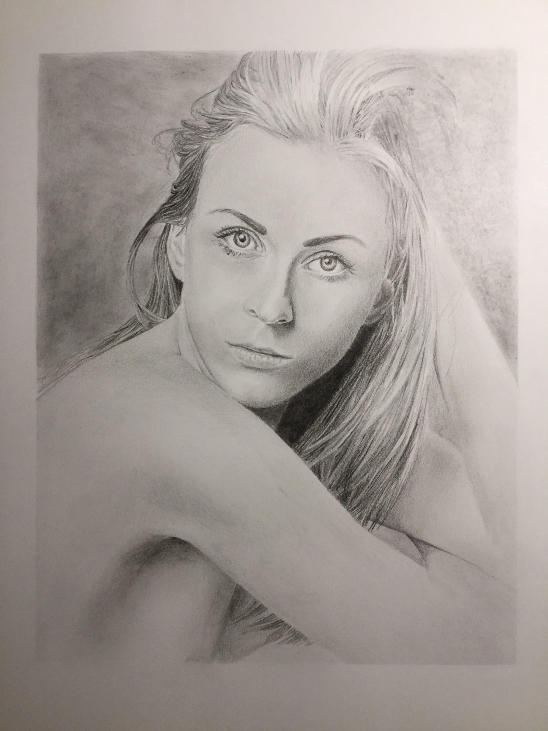 Graphite drawing of a lady.