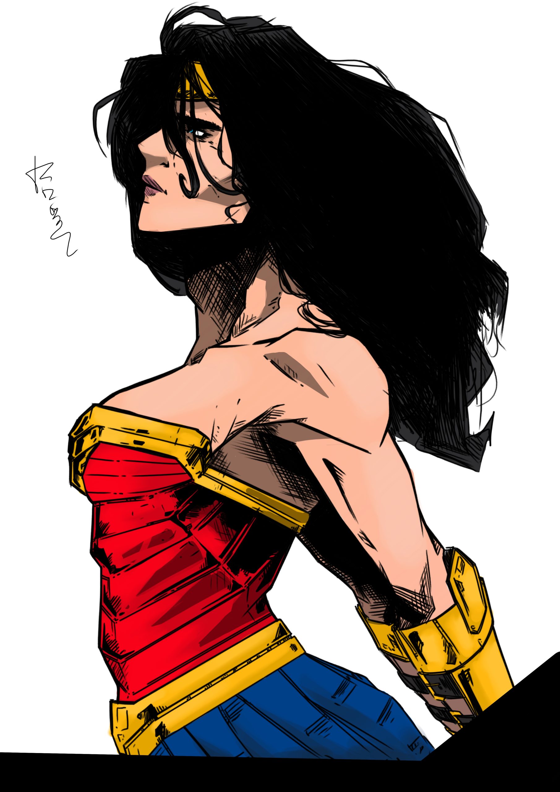 DC comics surprise woman drawing – Breno Anclay