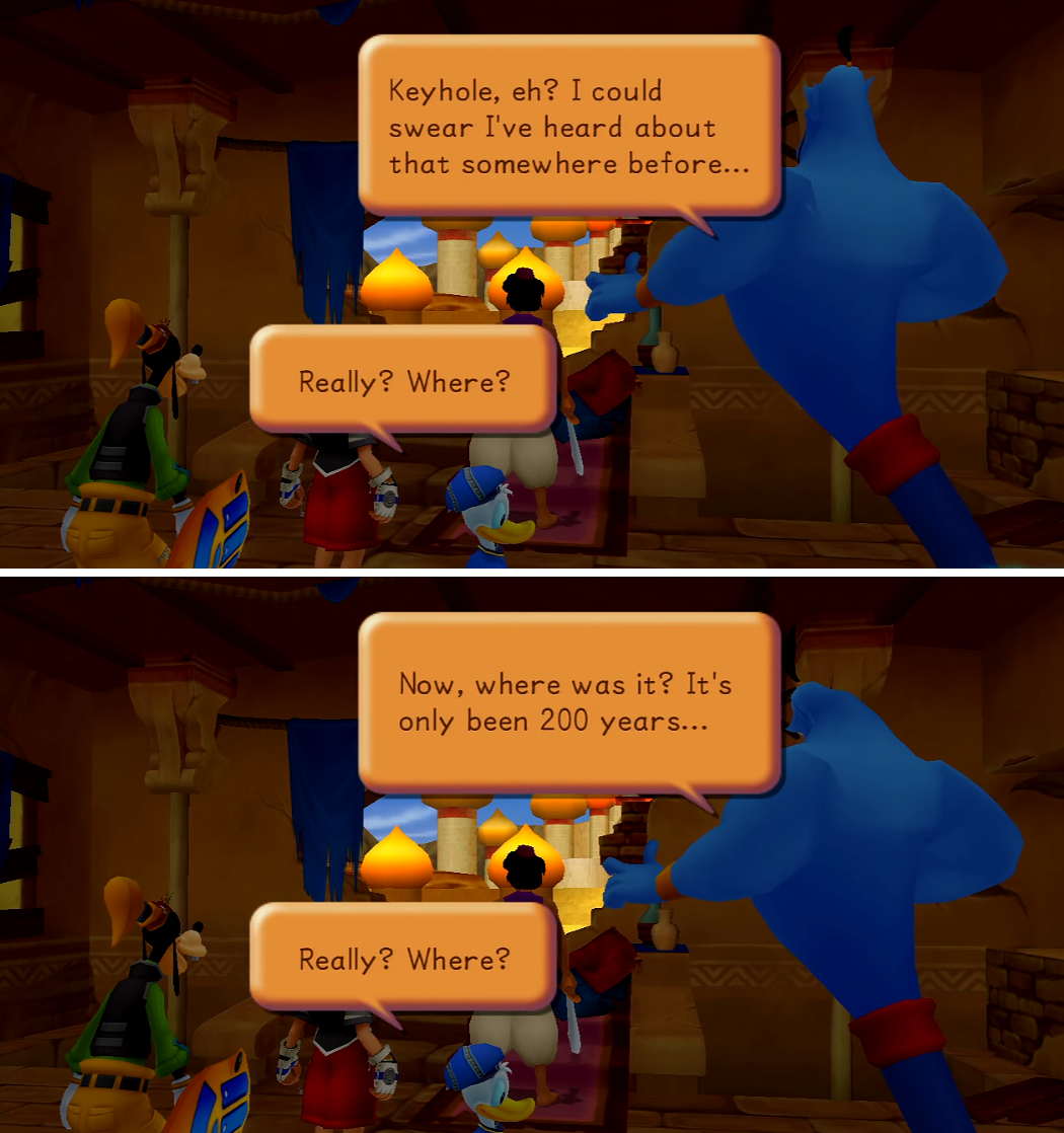 In KH1, Genie remembers the timeframe of Kingdom Hearts Missing-Link
