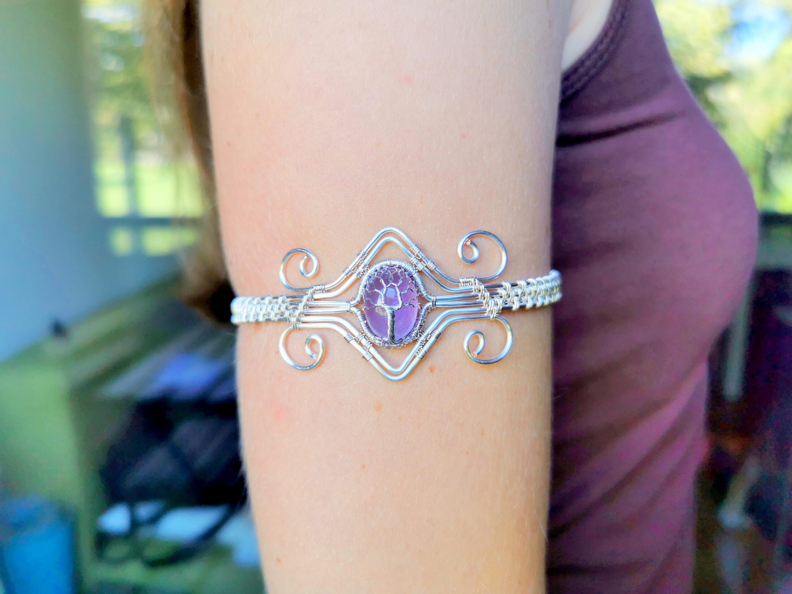 A tree armlet I made with an amethyst.