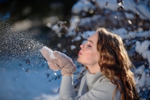 girl, snow, blow