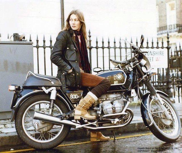 The first English lady to creep a motorcycle around the area, Elspeth Beard (1980’s)