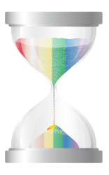 hourglass, timer, rainbow