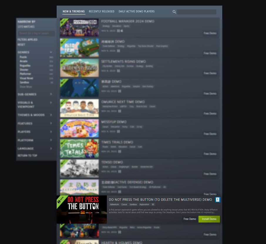 IMGUR, I desire to share a private wholesome second with you – my sport’s demo made it to the Trending tab on STEAM : )