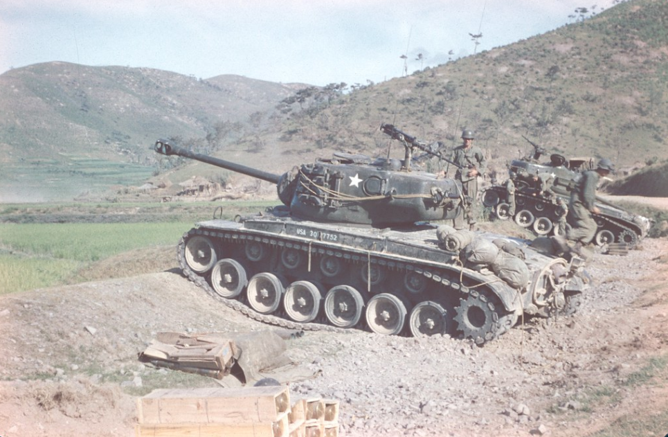 American M26 Pershing all the arrangement in which by the Korean War, colorized