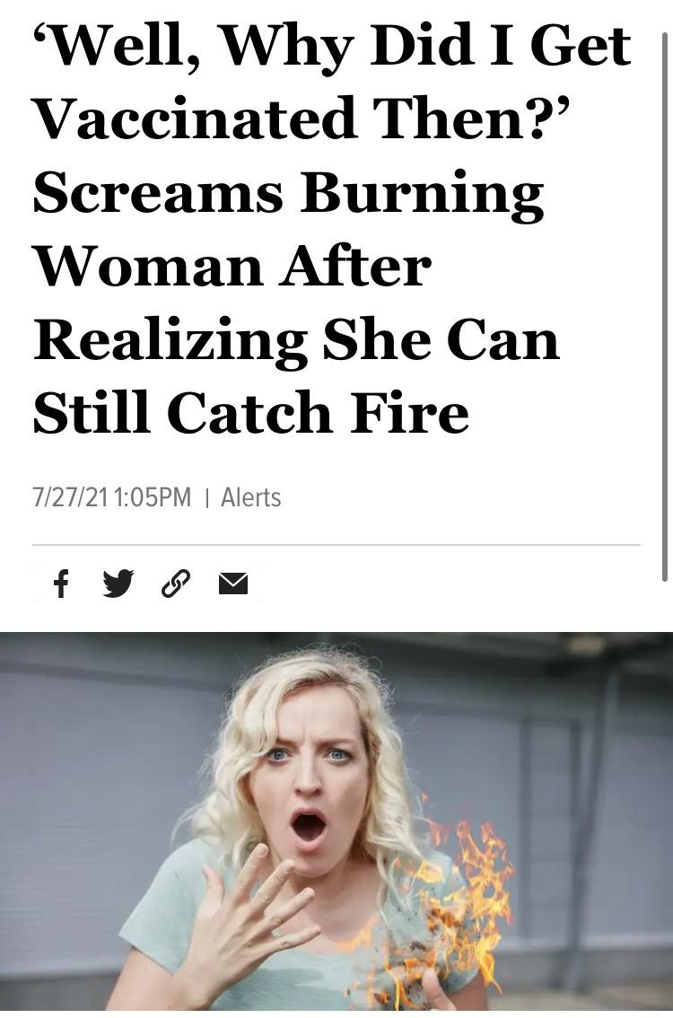 Vaccinated girl catches on fire!