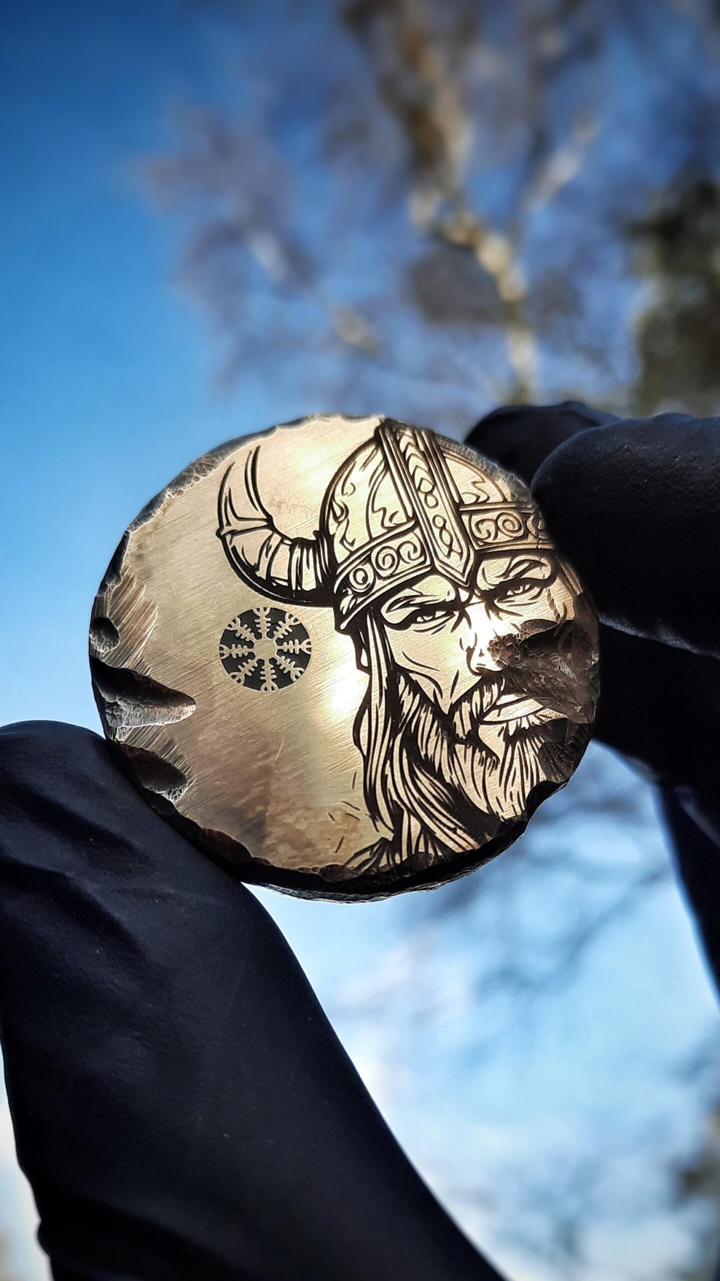 Made this Viking inspired token in brass, with warrior quote “To the dwell of days we fight”