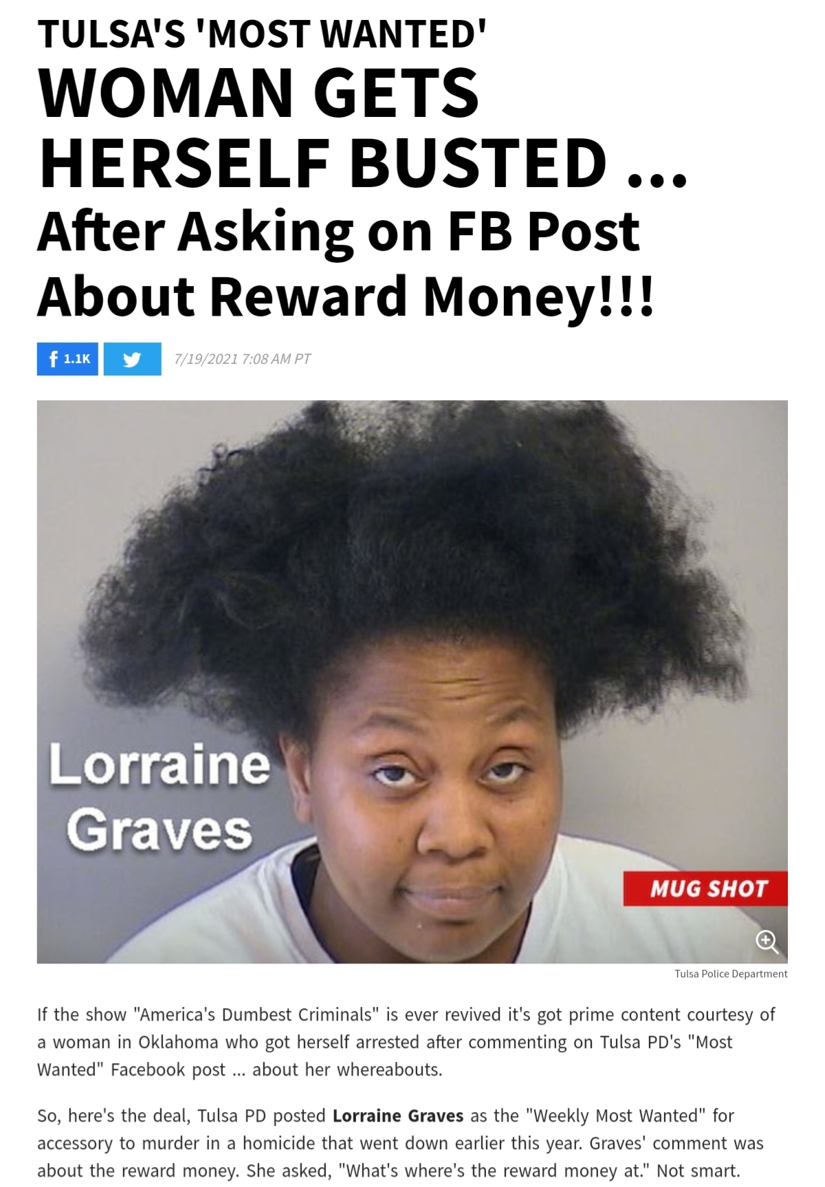TULSA’S ‘MOST WANTED’ WOMAN GETS HERSELF BUSTED … After Asking on FB Put up About Reward Cash!!!