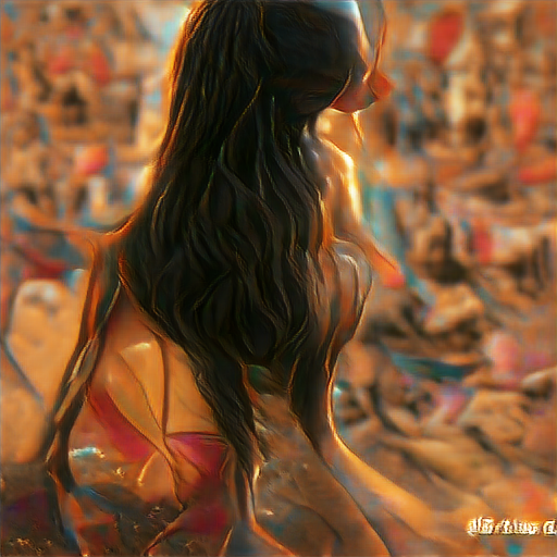 a sunset seaside with a unbelievable and beautiful lady | artstation | unreal (The Giant Sleep)