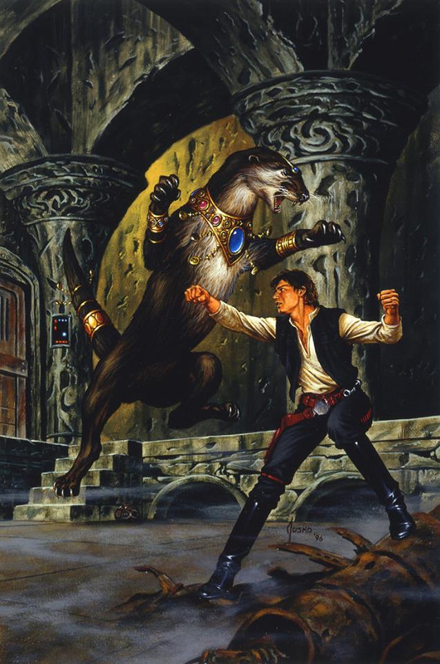 Correct Han Solo fistfighting a wide otter who is carrying severe bling, is all.