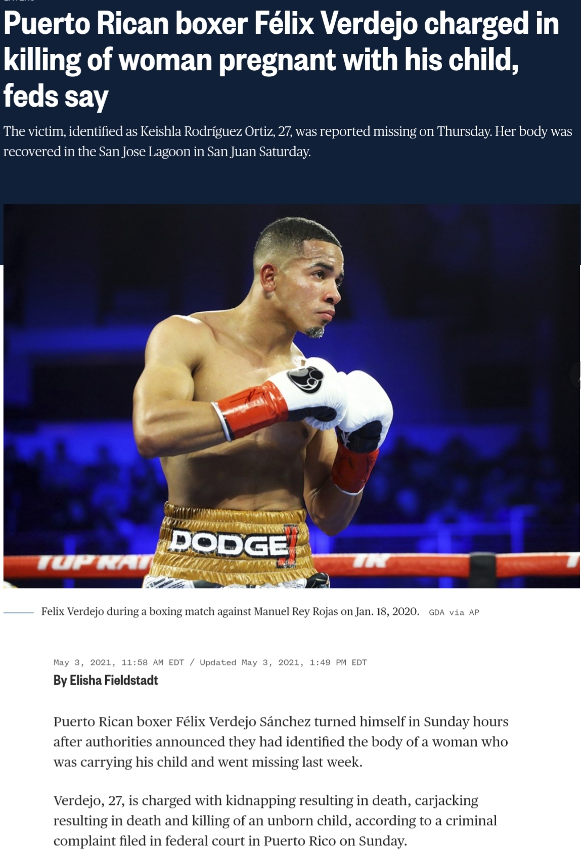 Puerto Rican boxer Félix Verdejo charged in killing of girl pregnant alongside with his dinky one, feds explain