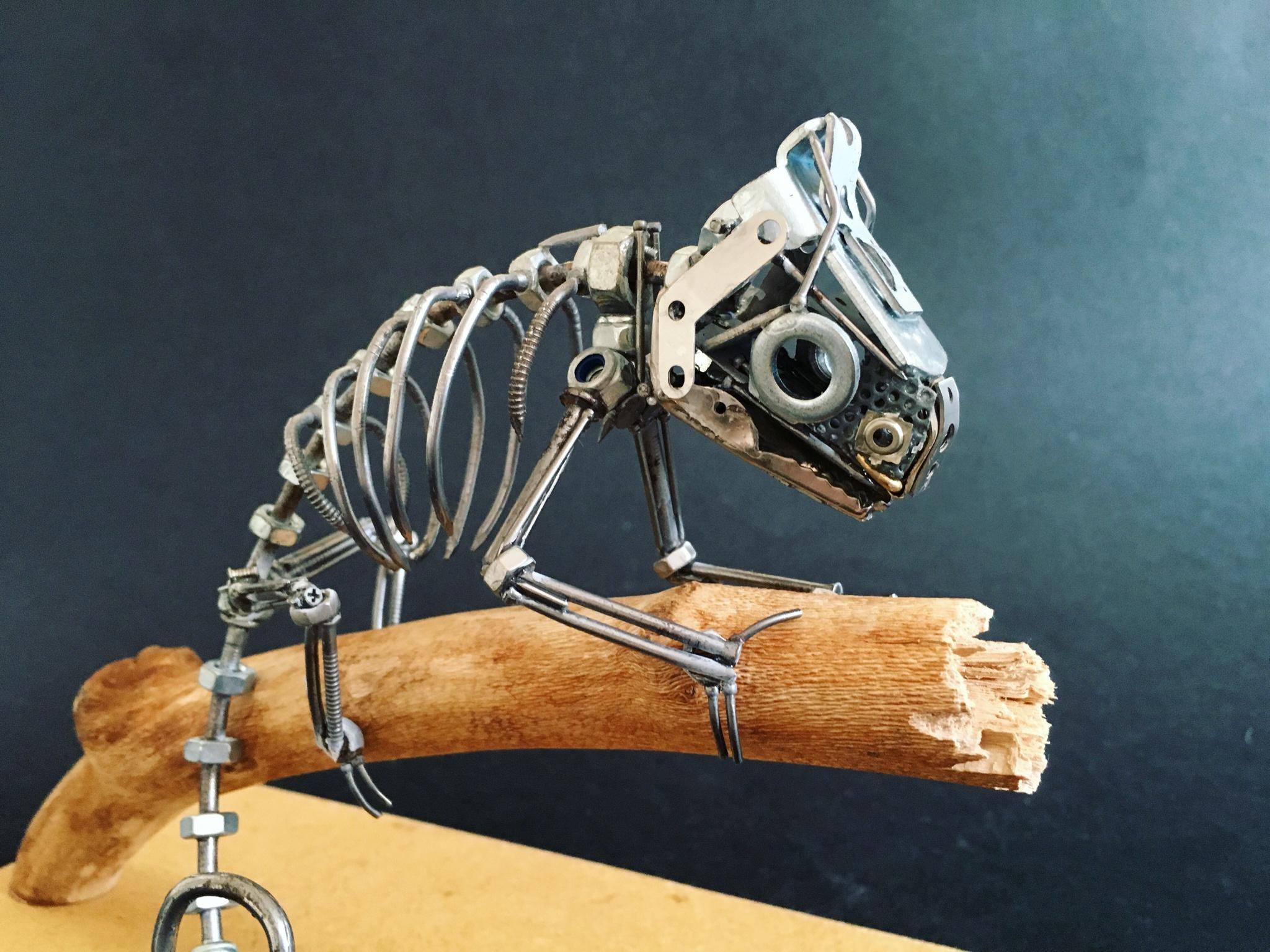My contribution to the skeleton battle – a chameleon I made from nails!
