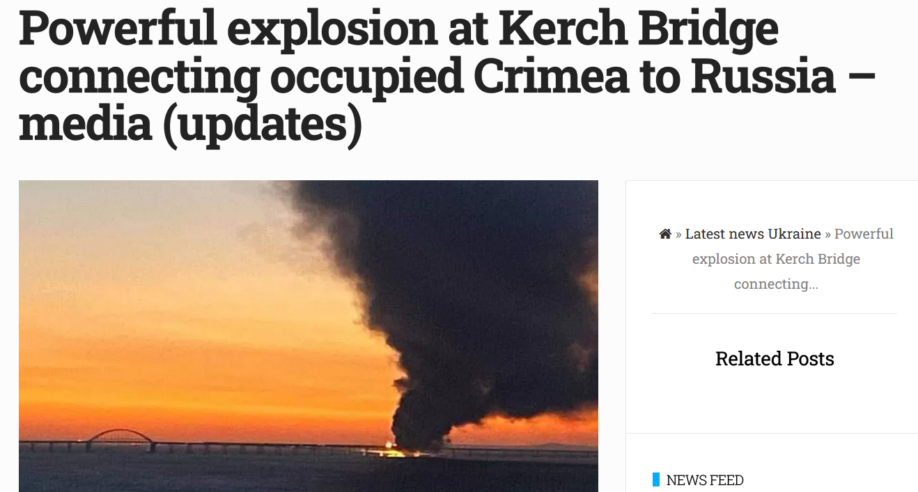 Necessary explosion at Kerch Bridge connecting occupied Crimea to Russia. Necessary replace with the war in Ukraine
