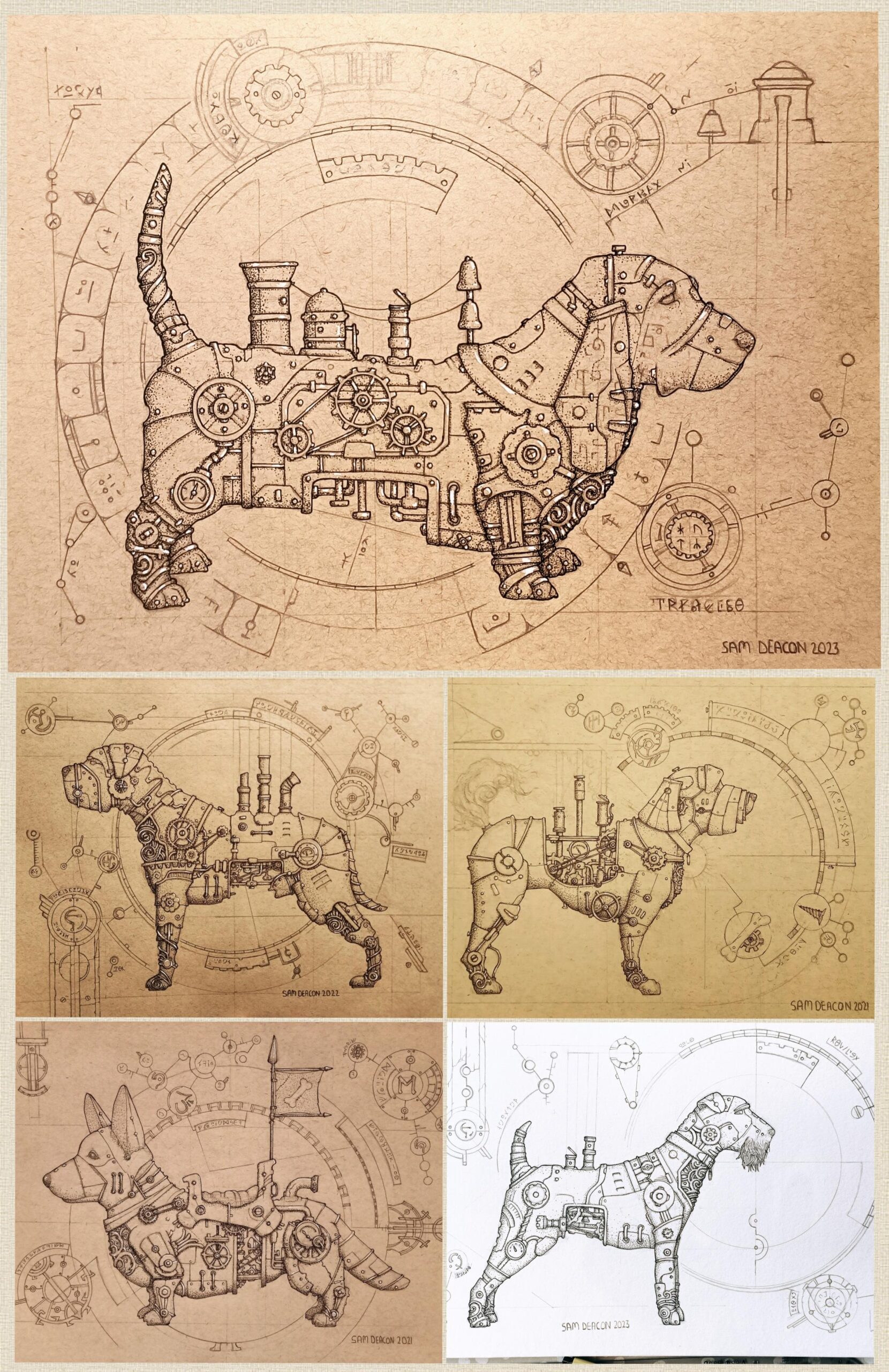 All of my steampunk dogga drawings so far