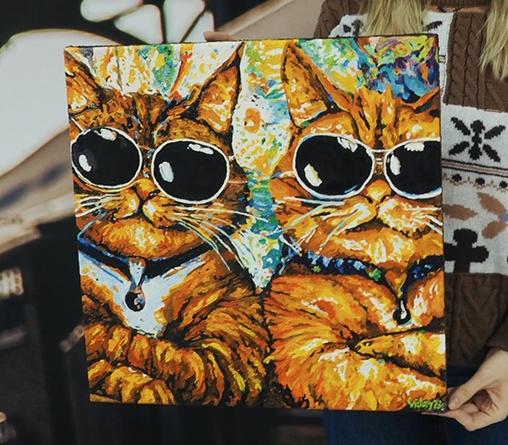 I luv to paint cats, spent months to devise, sketch and paint these two thick textured extraordinarily cool and intensely judgmental cats! Hope you cherish them!