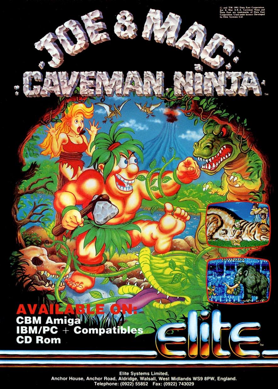 Joe & Mac: Caveman Ninja – videogames advert in the early ’90s (Arcade, Amiga, GB, Genesis, NES, PC, SNES…)
