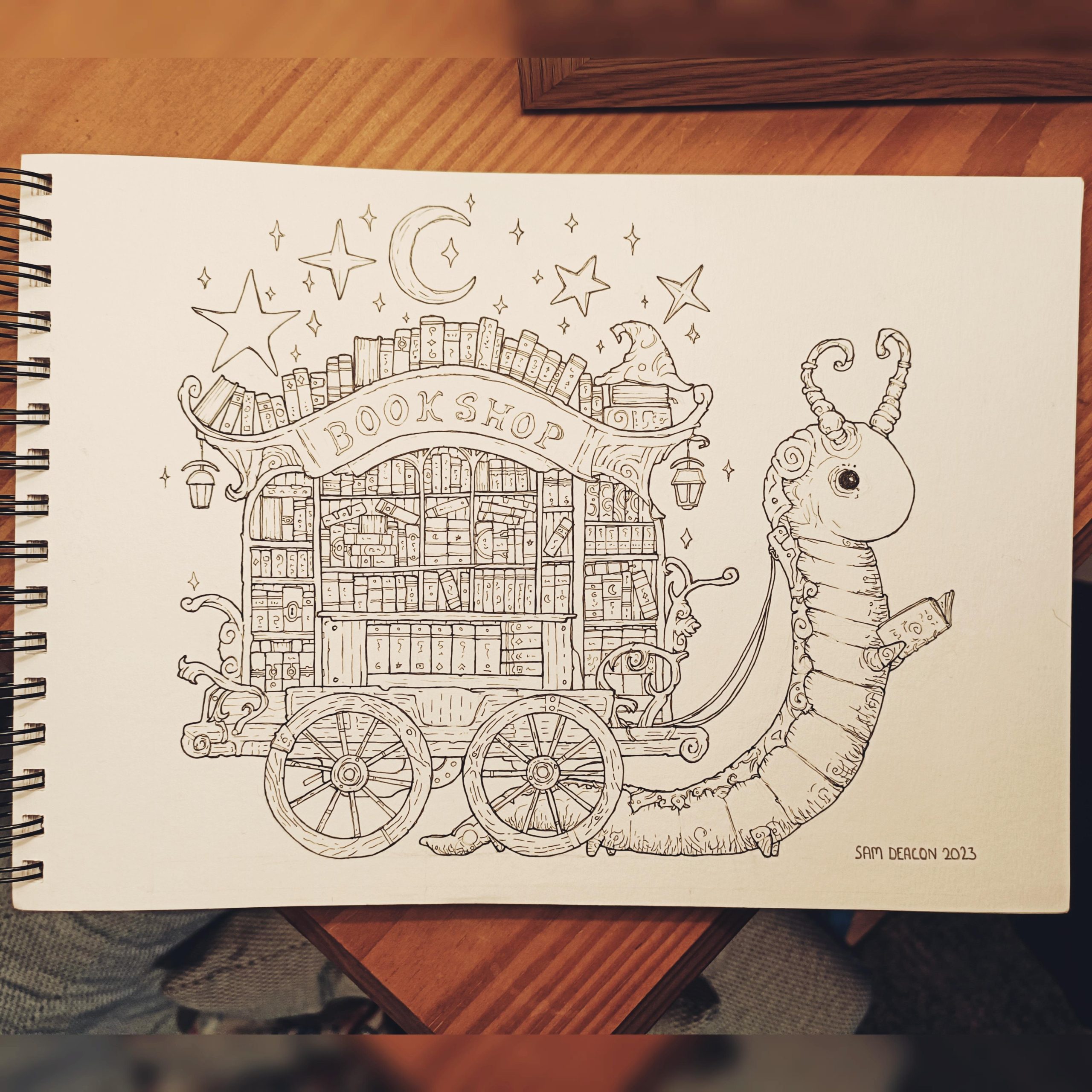 My drawing of a bookworm