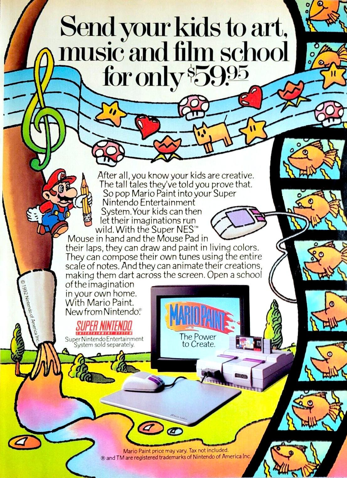 Mario Paint – advert in videogames journal from the early ’90s (SNES)