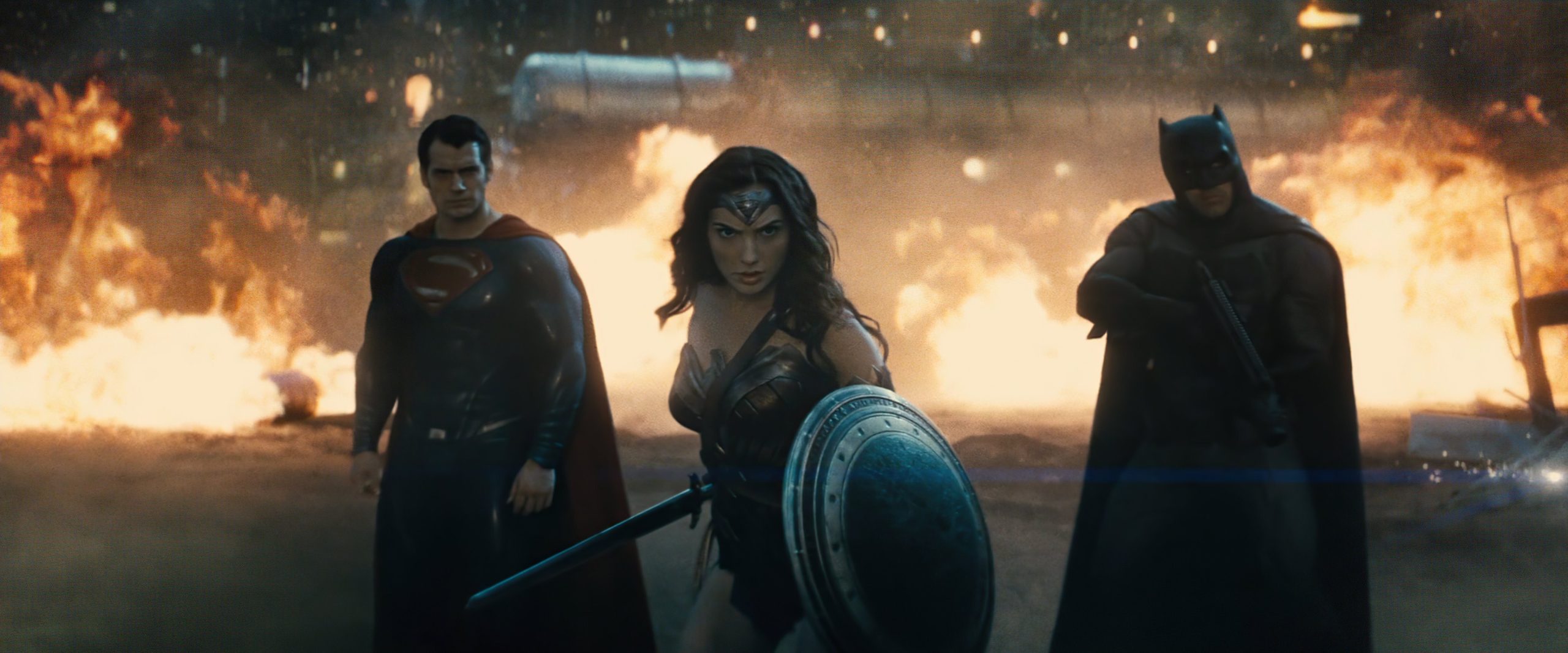The Trinity (Superman, Shock Lady, Batman) in Batman v Superman