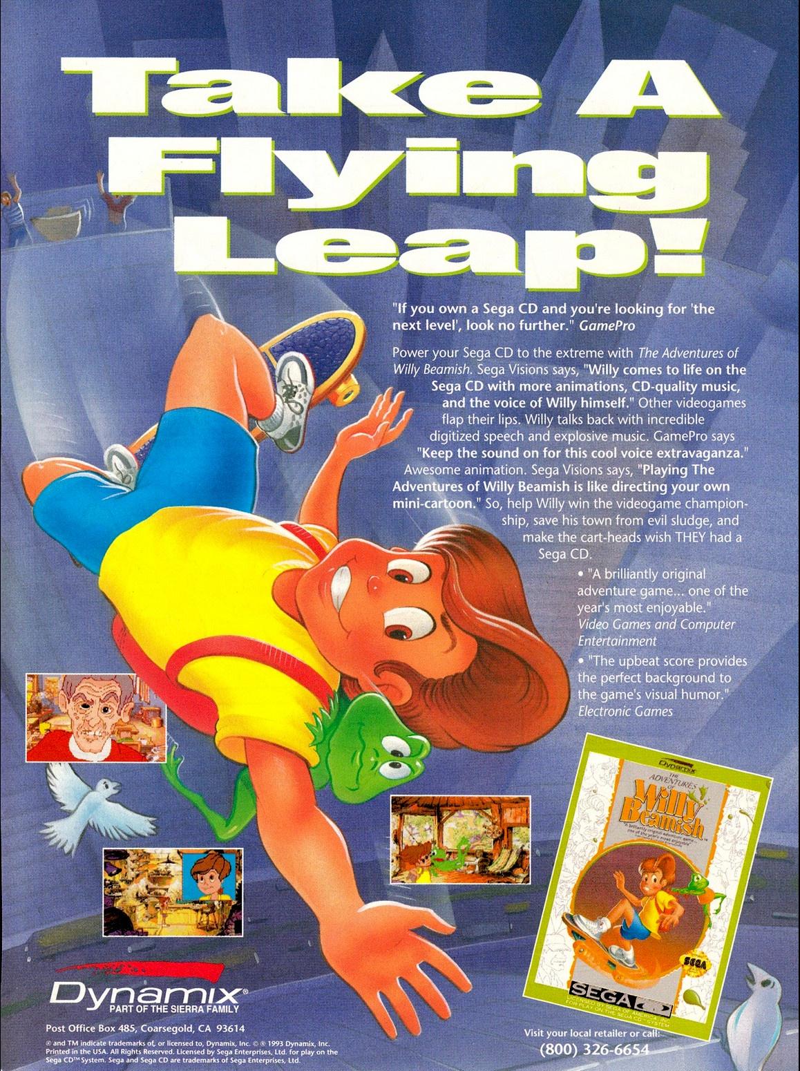 The Adventures of Willy Beamish – videogames advert within the early ’90s (Amiga, Mac, PC, Sega CD)