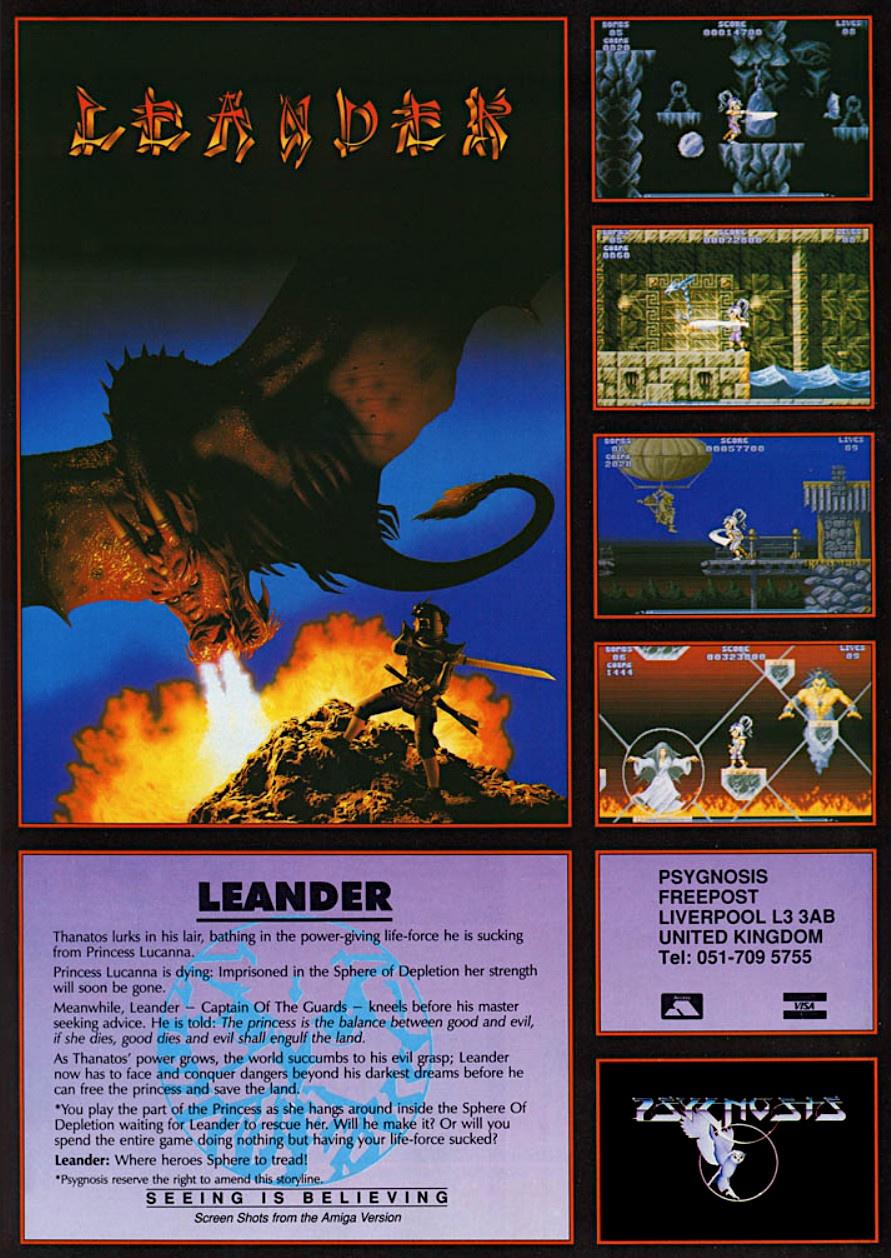 Leander/The Chronicle of Galahad – videogames advert in the early ’90s (Amiga, Atari ST, Genesis/Mega Power)