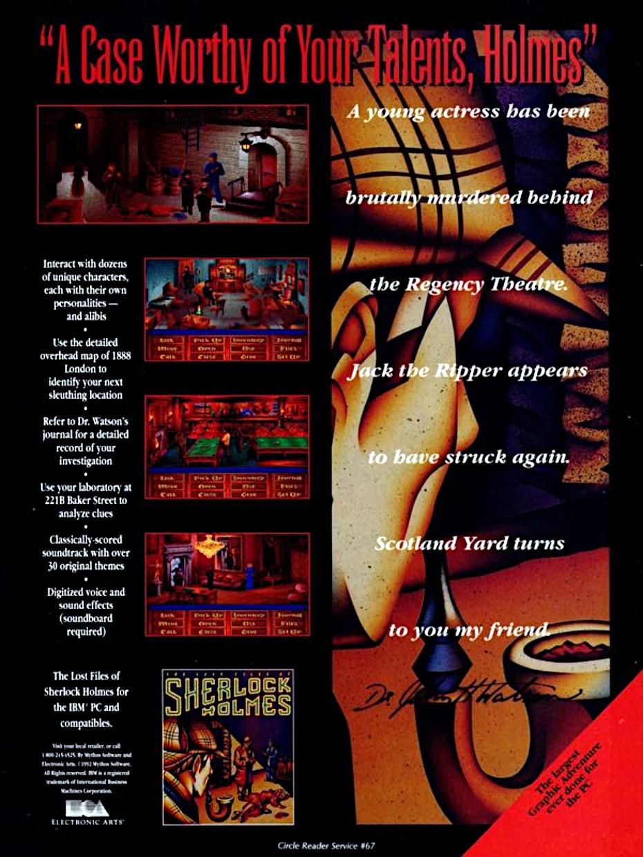 The Misplaced Recordsdata of Sherlock Holmes: The Case of the Serrated Scalpel – videogames advert within the early ’90s (3DO, PC)
