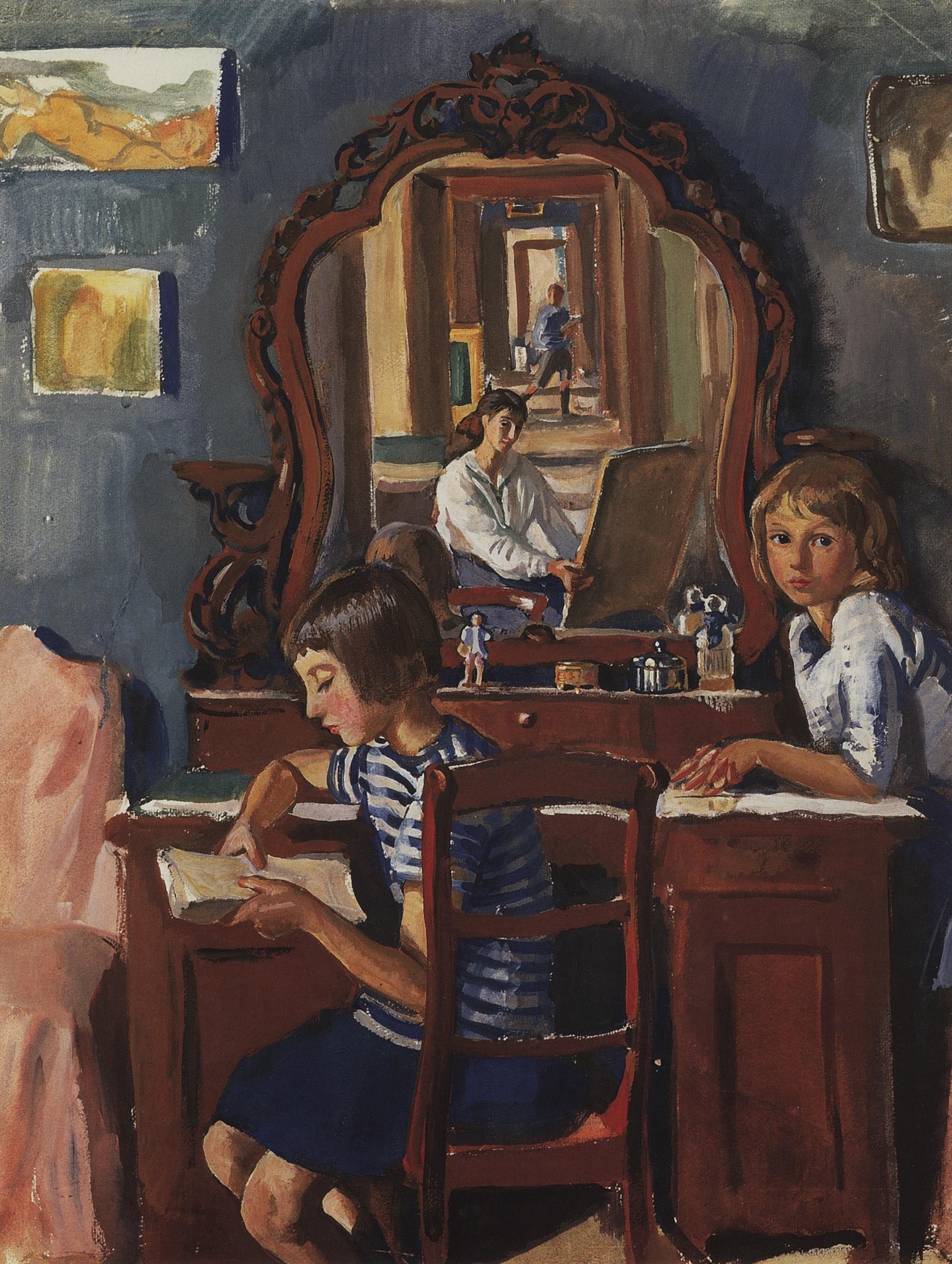 Zinaida Serebriakova – Tata & Katya by the Deem (1917)