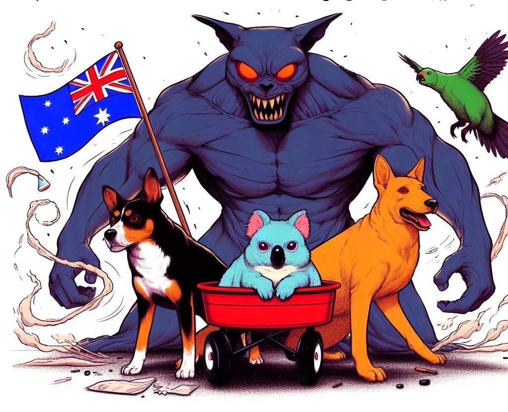 A sheep dog & a dingo, armed with a inexperienced cockatoo alongside with a blue, albeit, a fierce taking a gape Koala in some make of trolley, will keep you all from the demons that observe you in an are attempting to inflict anxiousness. They WILL keep you; absorb faith.