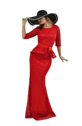 woman, red dress, evening dress